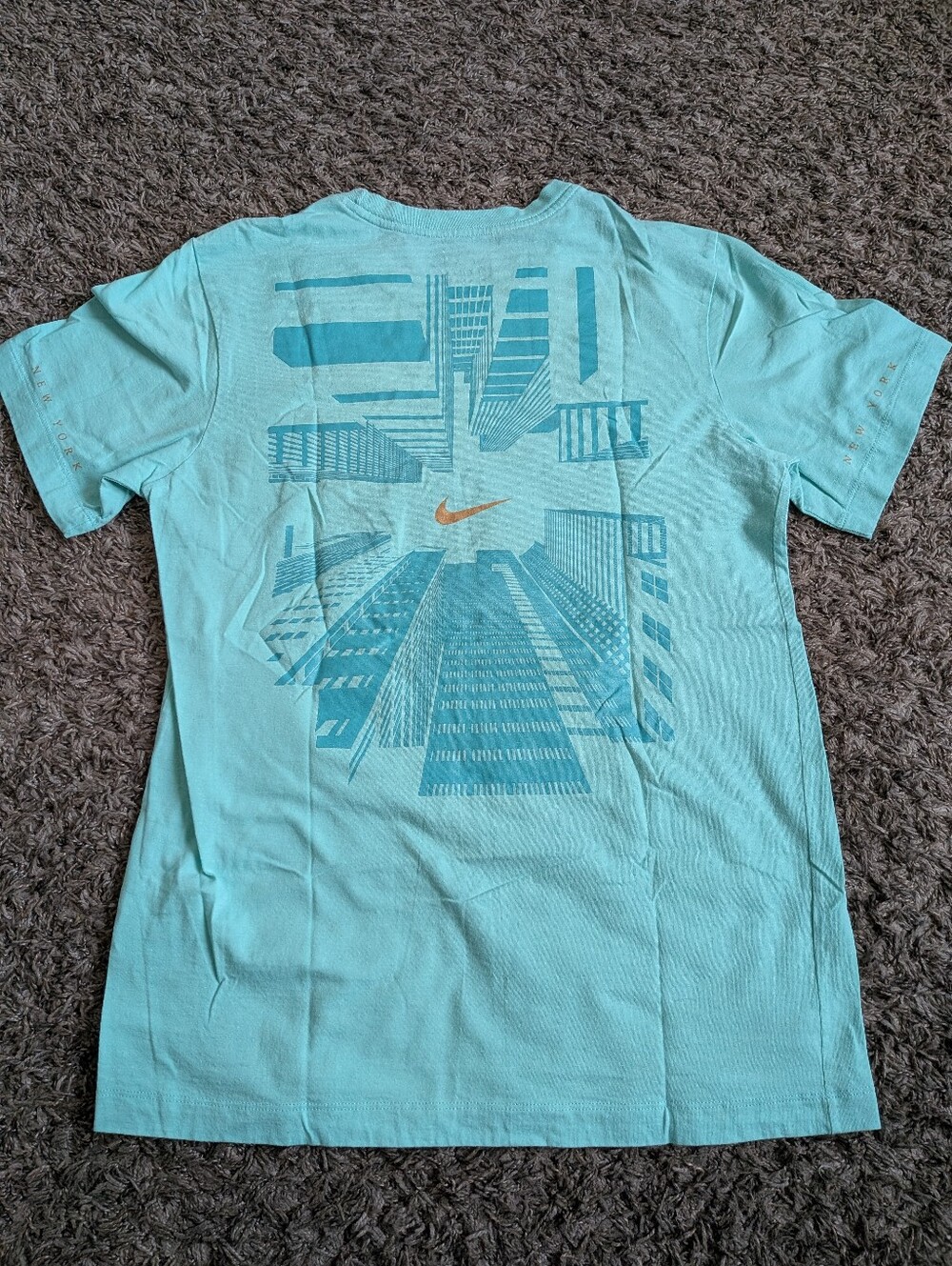 Nike New York City Mint Blue Cotton Logo Graphic Shirt Men's S